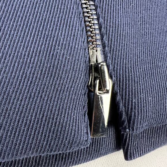 Carlisle Navy Blue Zip Front Career Skirt Leather Waistband Size 16 - Picture 3 of 12